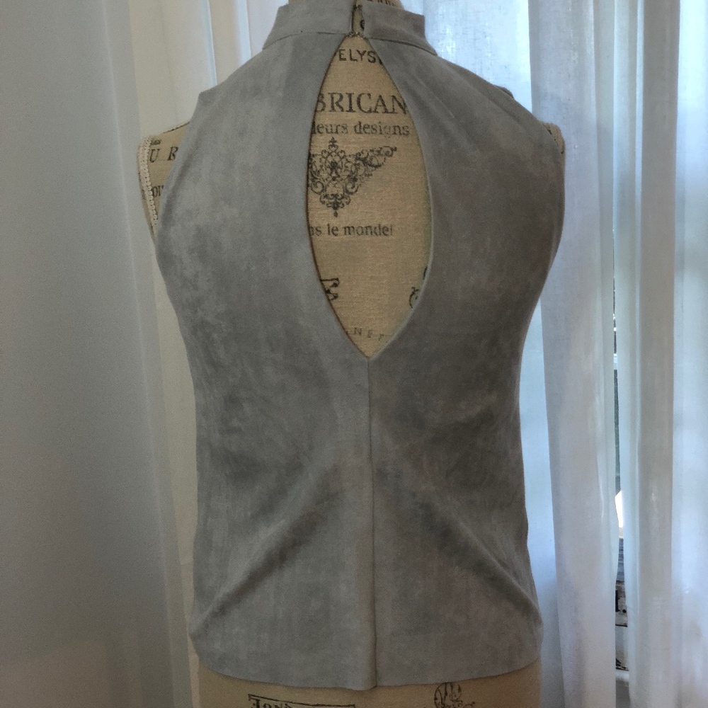 Design Lab Light Blue Suede Top - Picture 2 of 3